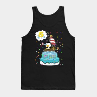 5th Birthday Penguin with a boat Tank Top